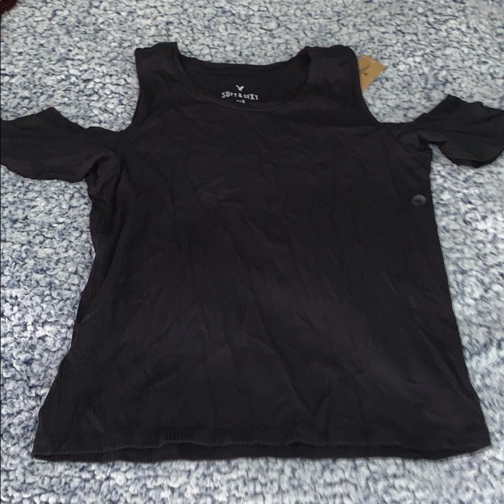 Black Cutout Shoulder Top